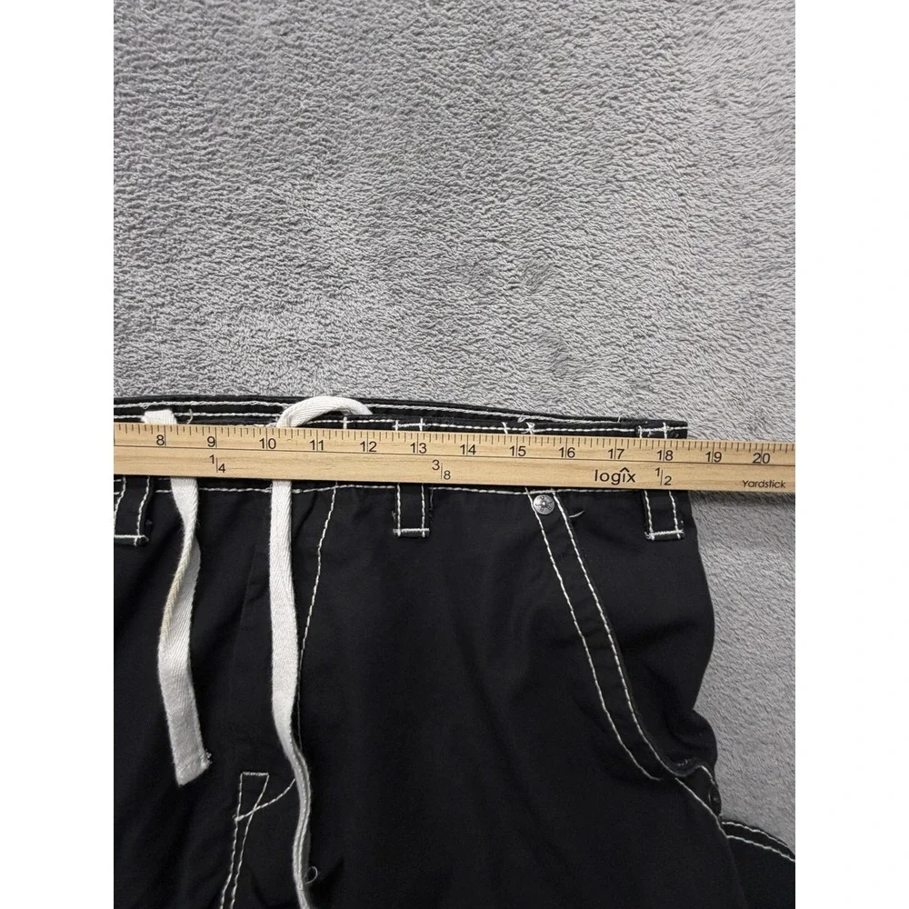 True Religion Pants Mens Measured 37x31 Black Cargo Slim Tapered Logo Cuffed‎